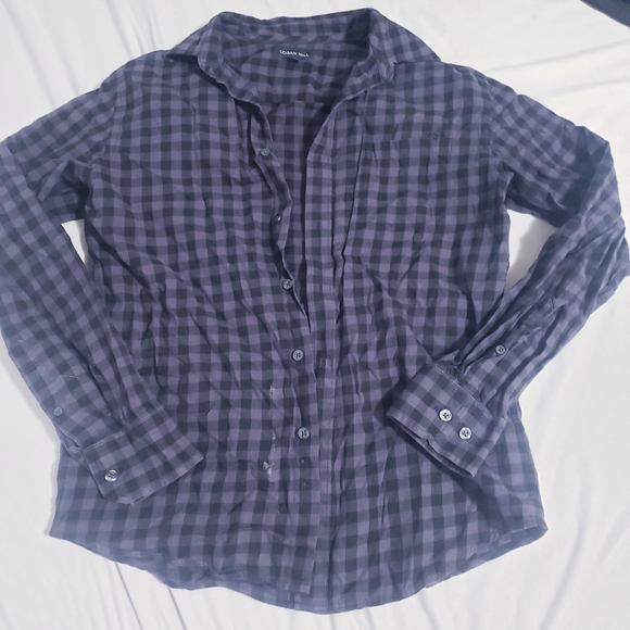 🛍FREEW/PURCHASE🛍 Logan Hill Grey & Black Plaid Button Up Flannel - Picture 6 of 9